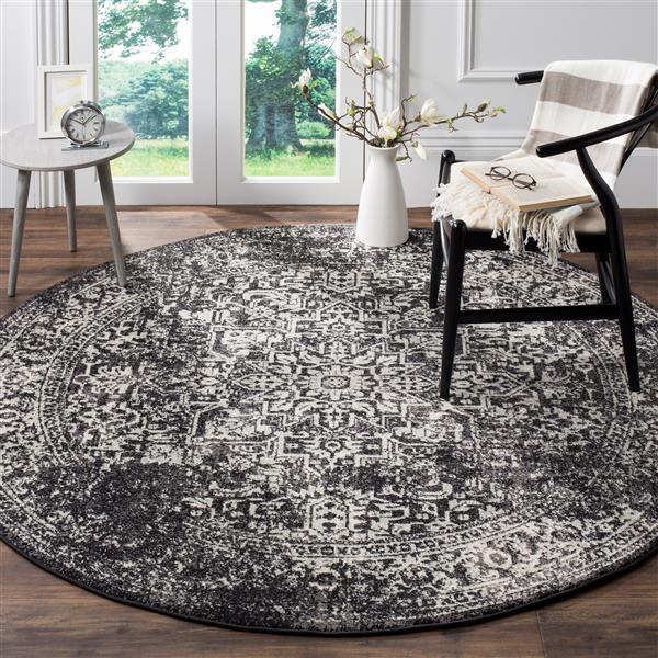 Safavieh Evoke Rug - 5.1-ft x 5.1-ft - Polypropylene - Black/Gray