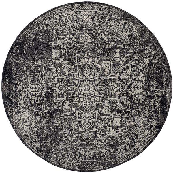 Safavieh Evoke Rug - 5.1-ft x 5.1-ft - Polypropylene - Black/Gray