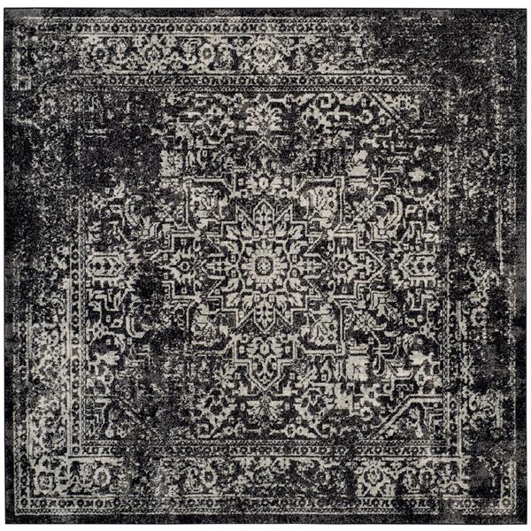 Safavieh Evoke Rug - 5.1-ft x 5.1-ft - Polypropylene - Black/Gray