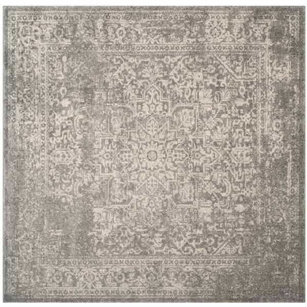 Safavieh Evoke Rug - 5.1-ft x 5.1-ft - Polypropylene - Silver/Ivory