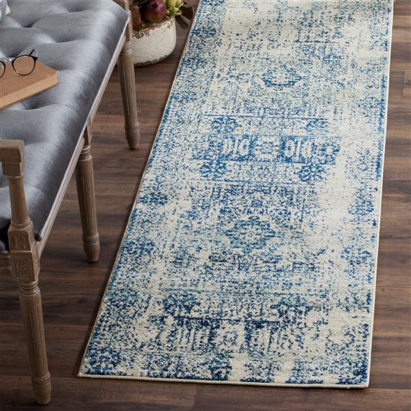 Safavieh Evoke Rug - 2.2-ft x 13-ft - Polypropylene - Ivory/Blue