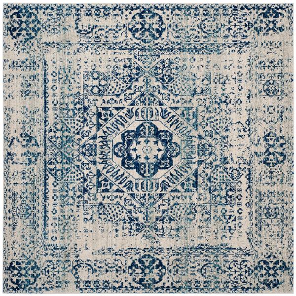 Safavieh Evoke Rug - 5.1-ft x 5.1-ft - Polypropylene - Ivory/Blue