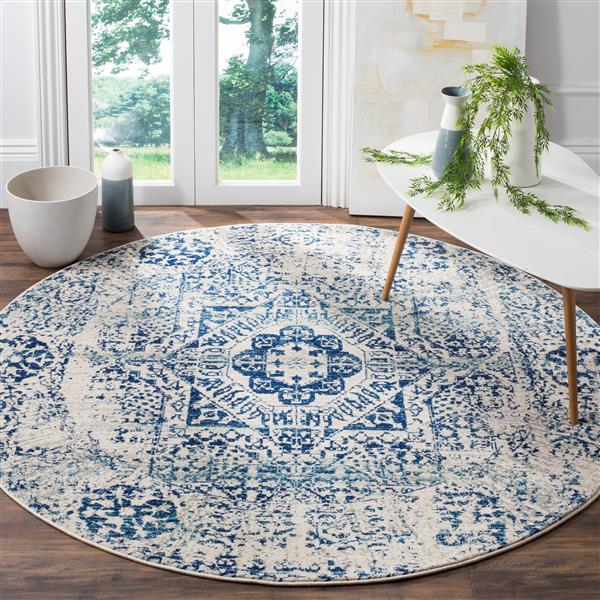 Safavieh Evoke Rug - 5.1-ft x 5.1-ft - Polypropylene - Ivory/Blue