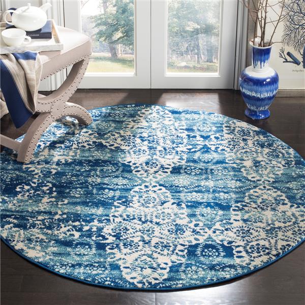 Safavieh Evoke Rug - 5.1-ft x 5.1-ft - Polypropylene - Royal Blue/Ivory