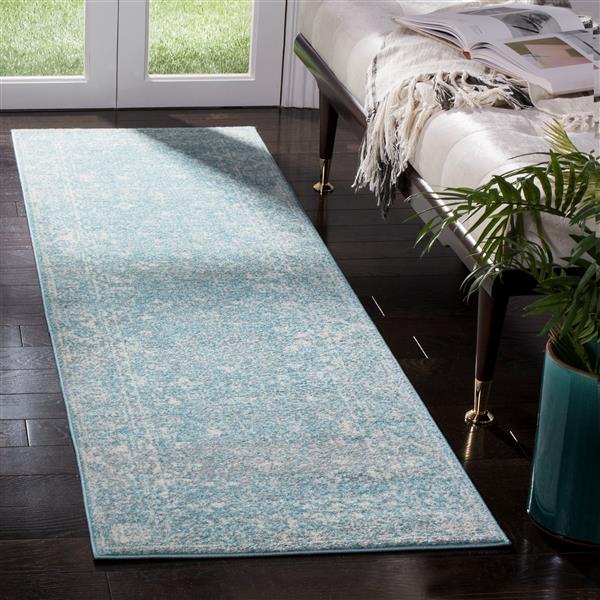 Safavieh Evoke Rug - 2.2-ft x 11-ft - Polypropylene - Light Blue/Ivory