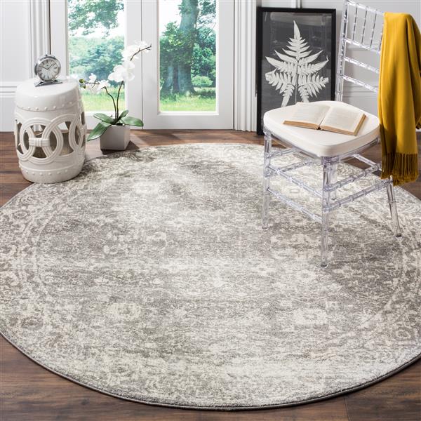 Safavieh Evoke Rug - 5.1-ft x 5.1-ft - Polypropylene - Gray/Ivory