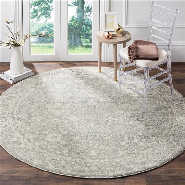 Safavieh Evoke Rug - 5.1-ft x 5.1-ft - Polypropylene - Silver/Ivory