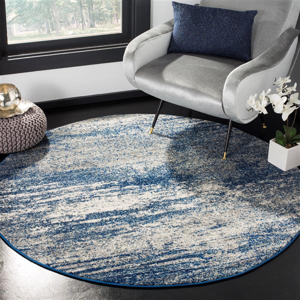 Safavieh Evoke Rug - 5.1-ft x 5.1-ft - Polypropylene - Navy Blue/Ivory