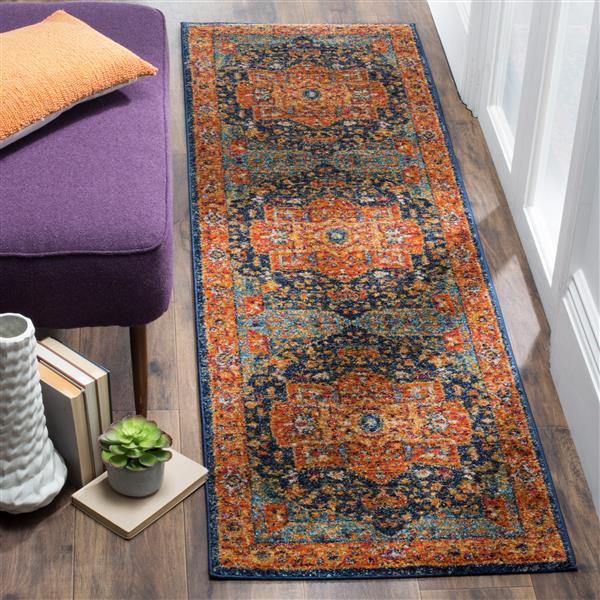 Safavieh Evoke Rug - 2.2-ft x 7-ft - Polypropylene - Blue/Orange