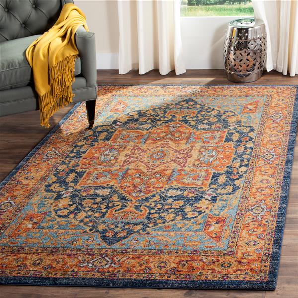 Safavieh Evoke Rug - 5.1-ft x 5.1-ft - Polypropylene - Blue/Orange