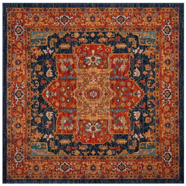 Safavieh Evoke Rug - 5.1-ft x 5.1-ft - Polypropylene - Blue/Orange