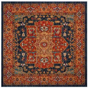 Safavieh Evoke Rug - 5.1-ft x 5.1-ft - Polypropylene - Blue/Orange