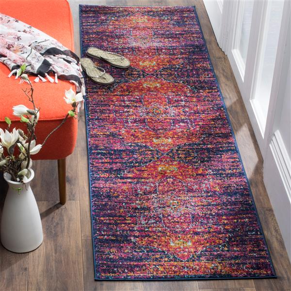 Safavieh Evoke Rug - 2.2-ft x 11-ft - Polypropylene - Blue/Fuschia