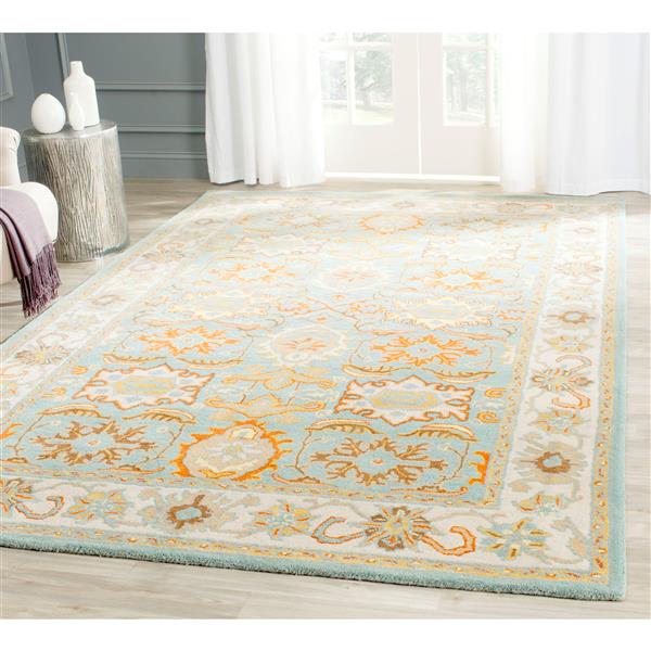 Safavieh Heritage Rug - 12-ft x 15-ft - Wool - Light Blue/Ivory