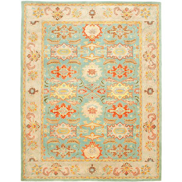 Safavieh Heritage Rug - 12-ft x 15-ft - Wool - Light Blue/Ivory