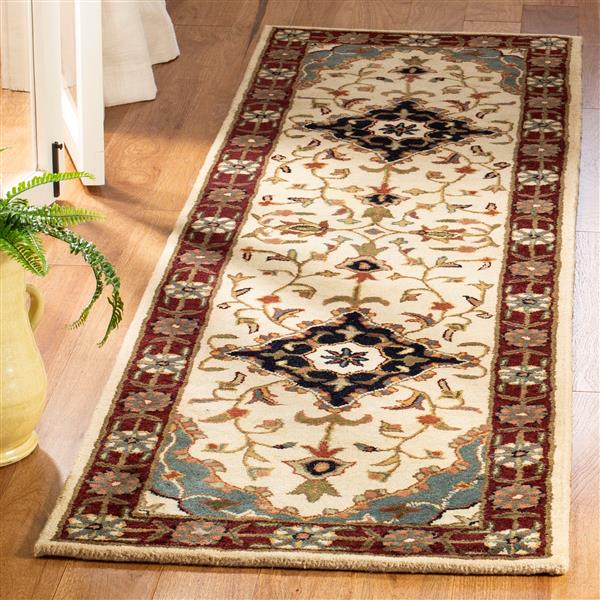 Safavieh Heritage Rug - 2.3-ft x 6-ft - Wool - Ivory/Red