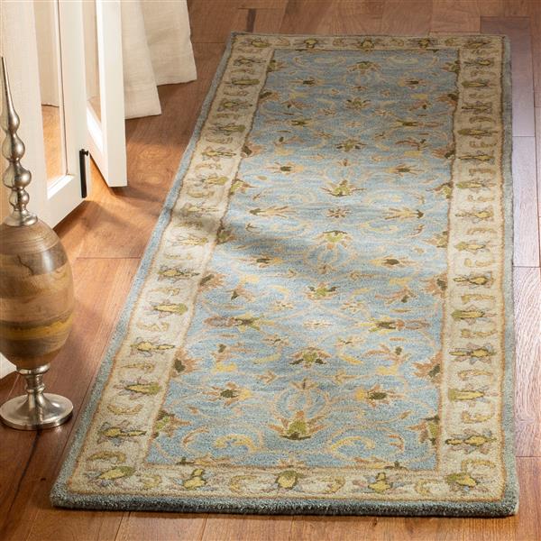 Safavieh Heritage Rug - 2.3-ft x 8-ft - Wool - Light Blue/Beige