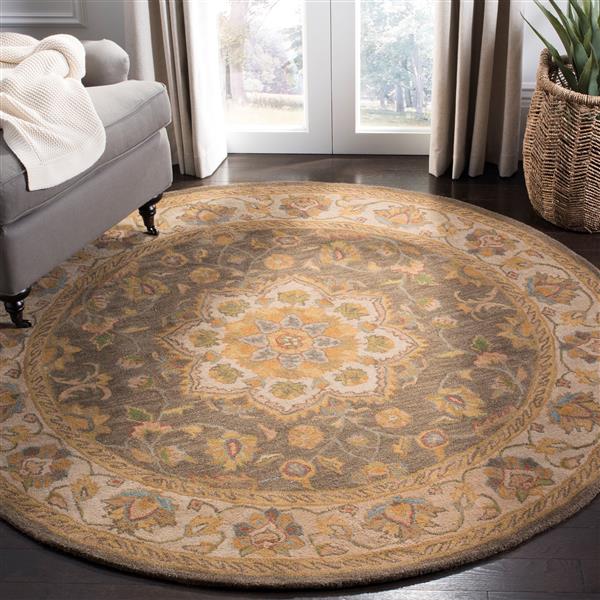 Safavieh Heritage Floral Rug - 3.5-ft x 3.5-ft - Wool - Green/Taupe