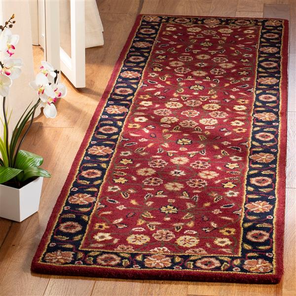Safavieh Heritage Floral Rug - 2.3-ft x 8-ft - Wool - Red/Navy Blue