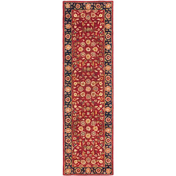 Safavieh Heritage Floral Rug - 2.3-ft x 8-ft - Wool - Red/Navy Blue