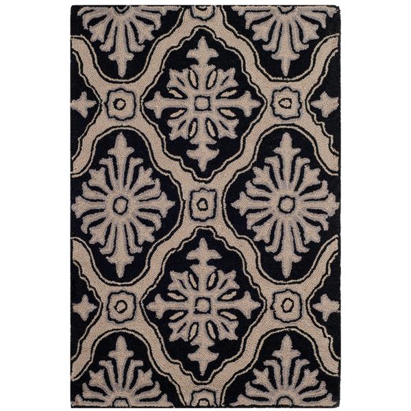 Safavieh Easy Care Floral Rug - 2-ft x 3-ft - Polypropylene - Black ...