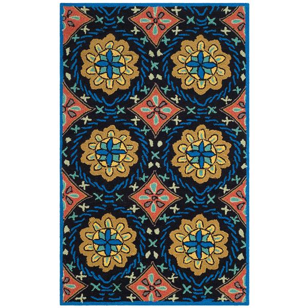 Safavieh Four Seasons Floral Rug - 2.5-ft x 4-ft - Polyester - Black/Blue
