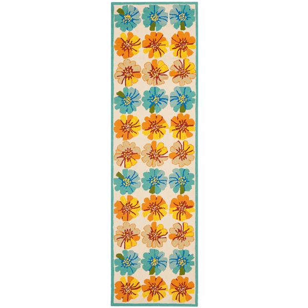 Safavieh Four Seasons Floral Rug - 2.3-ft x 8-ft - Polyester - Ivory/Blue