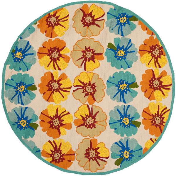 Safavieh Four Seasons Floral Rug - 4-ft x 4-ft - Polyester - Ivory/Blue