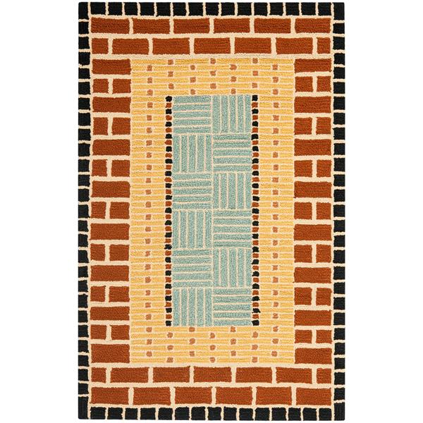 Safavieh Four Seasons Border Rug - 2.5-ft x 4-ft - Polyester - Brown/Blue