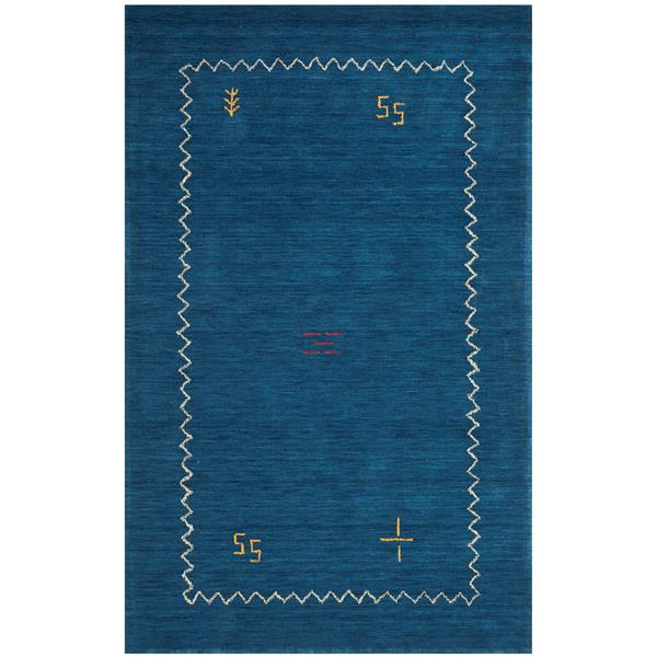 Himalaya Border Rug - 3-ft x 5-ft - Wool - Blue