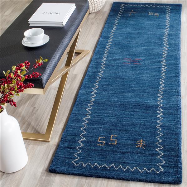 Himalaya Border Rug - 2.3-ft x 8-ft - Wool - Blue