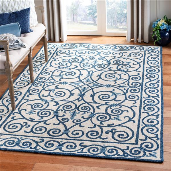 Safavieh Chelsea Floral Rug - 2.8-ft x 4.8-ft - Wool - Ivory/Dark Blue