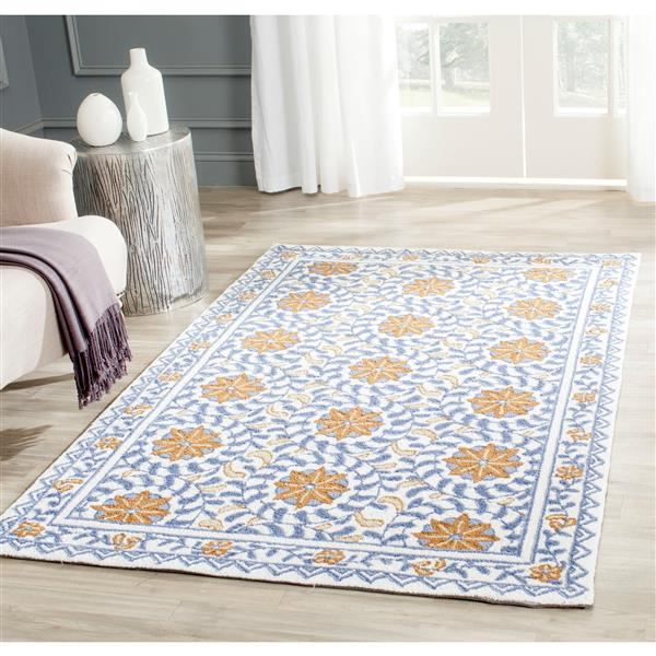 Safavieh Chelsea Floral Rug - 2.5-ft x 4-ft - Wool - Ivory/Blue