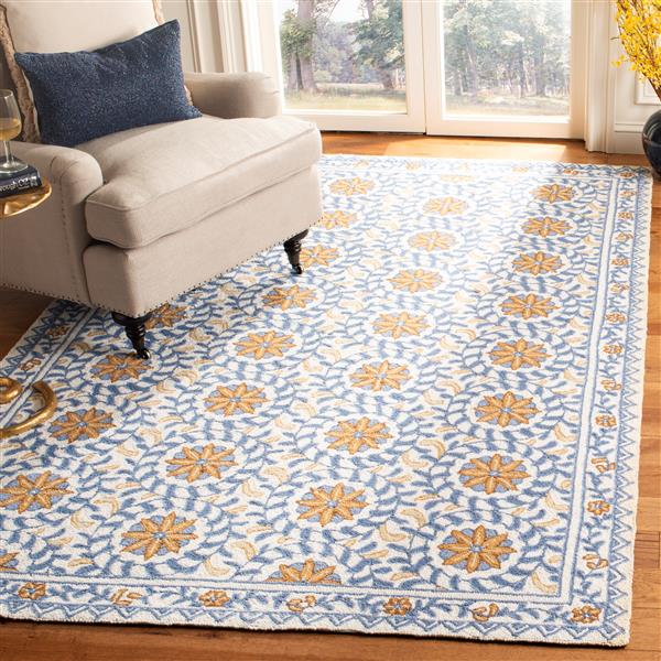 Safavieh Chelsea Floral Rug - 2.5-ft x 4-ft - Wool - Ivory/Blue