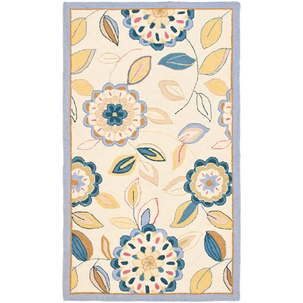 Safavieh Chelsea Floral Rug - 2.8-ft x 4.8-ft - Wool - Ivory/Blue