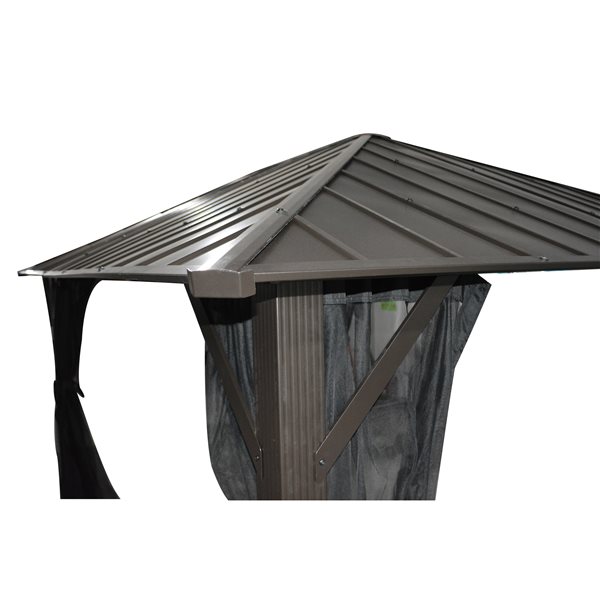 F. Corriveau International Seoul 10 x 14-ft Bronze Aluminum/Steel Framed Gazebo - Galvanised Steel Roof and Nettings