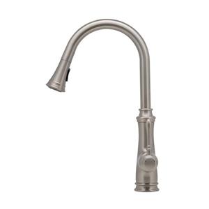 Robinet de cuisine à bec rétractable Villa, Nickel, 18.8 po