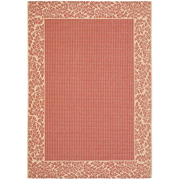Safavieh Courtyard Border Rug - 4-ft x 5-ft 7-in - Red/Natural