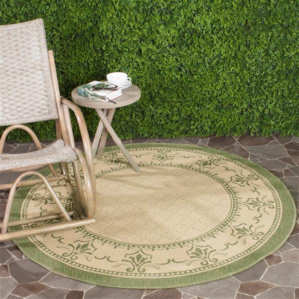 Safavieh Courtyard Border Rug  - 5-ft 3-in x  5-ft 3-in - Natural/Olive