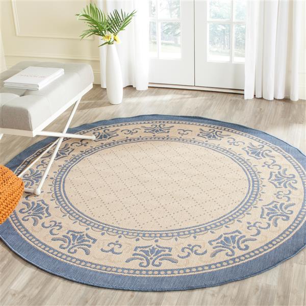 Safavieh Courtyard Border Rug - 5-ft 3-in x 5-ft 3-in - Natural/Blue
