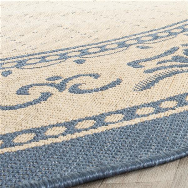 Safavieh Courtyard Border Rug - 5-ft 3-in x 5-ft 3-in - Natural/Blue