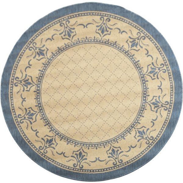 Safavieh Courtyard Border Rug - 5-ft 3-in x 5-ft 3-in - Natural/Blue