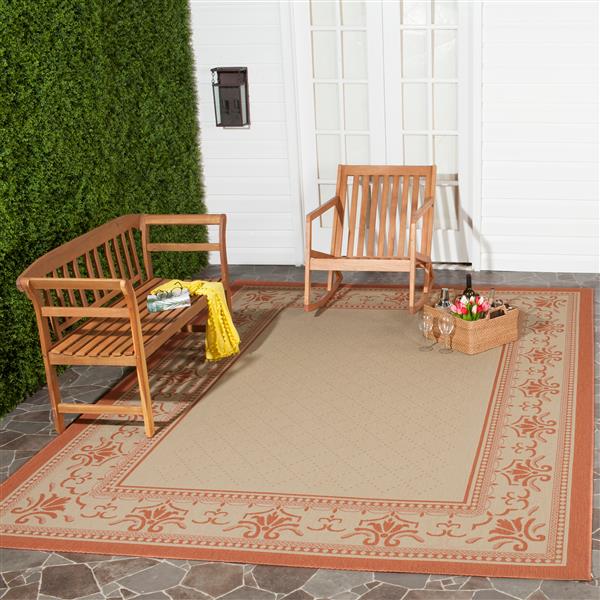 Safavieh Courtyard Border Rug - 5 -ft3-in x 7-ft 7-in - Natural/Terra