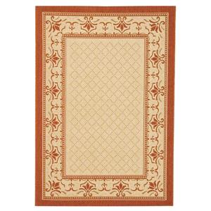 Safavieh Courtyard Border Rug - 5 -ft3-in x 7-ft 7-in - Natural/Terra