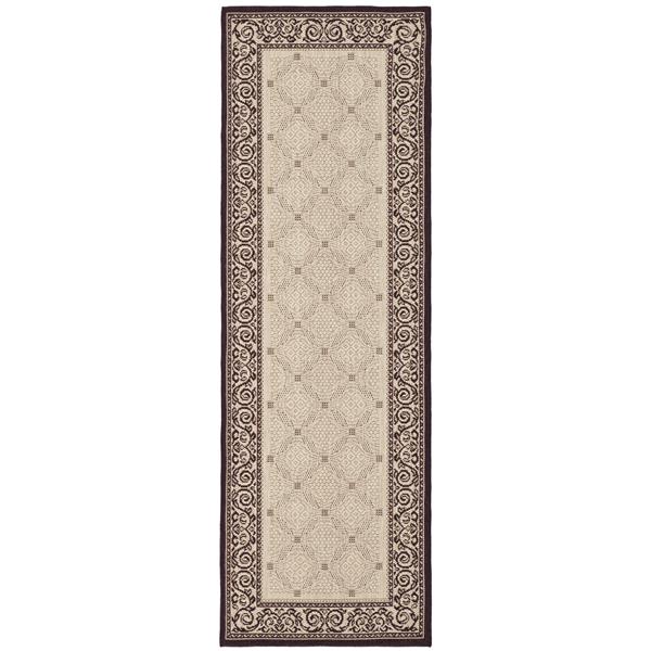 Safavieh Courtyard Border Rug - 2-ft 4-in x 14-ft - Sand/Black