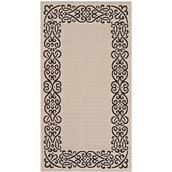 Safavieh Courtyard Border Rug - 2-ft 7-in x 5-ft -Sand/Black CY1588 ...
