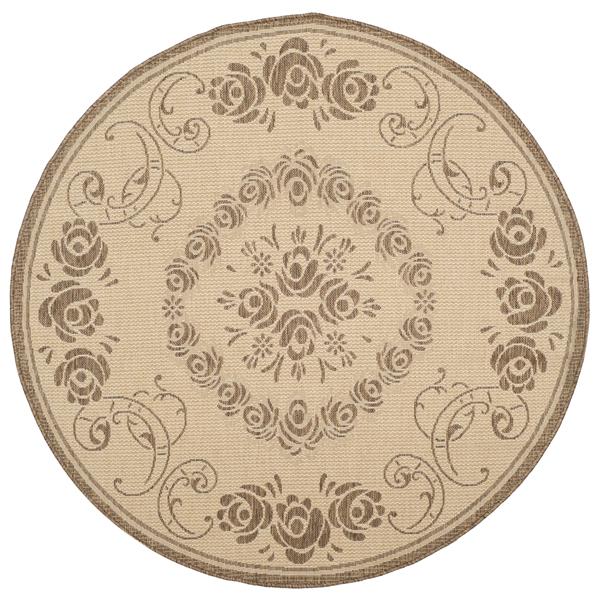 Safavieh Courtyard Floral Rug  - 5-ft 3-in x 5-ft 3-in - Natural/Brown