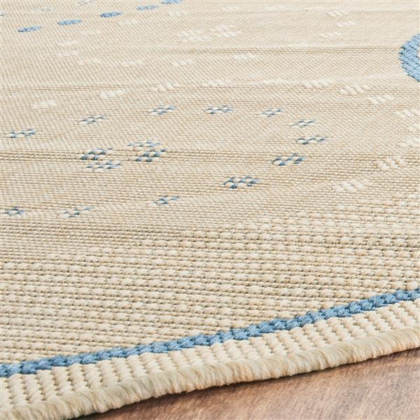 Safavieh Courtyard Geometric Rug -  4-ft x 5-ft 7-in - Natural/Blue