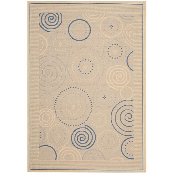 Safavieh Courtyard Geometric Rug -  4-ft x 5-ft 7-in - Natural/Blue