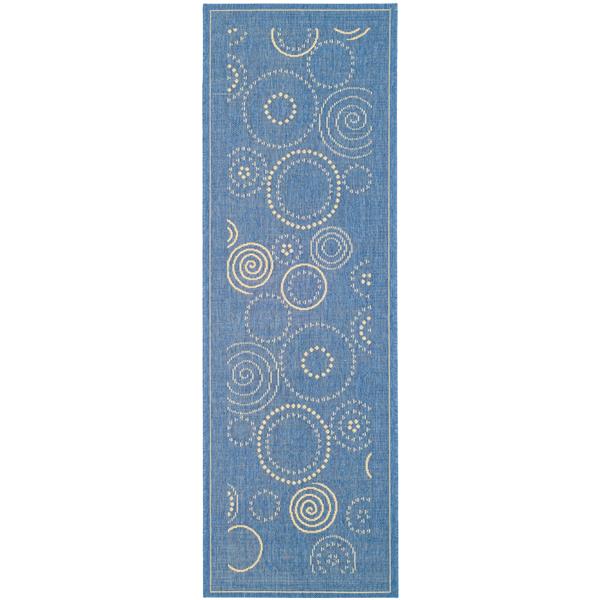 Safavieh Courtyard Geometric Rug - 2-ft 3-in x 10-ft - Blue/Natural